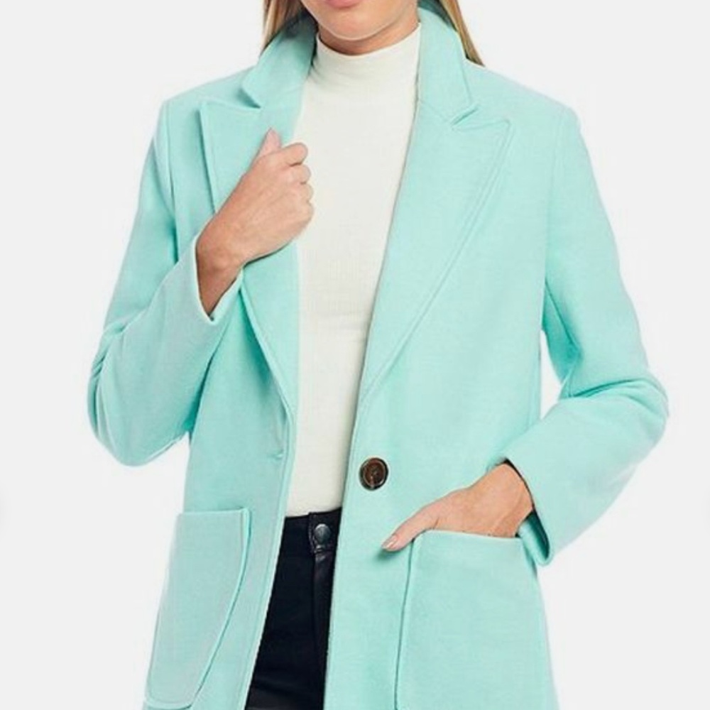 NEW Gianni Bini Sammy Fully Lined Wool Blend Coat Jacket Seafoam Green S $159